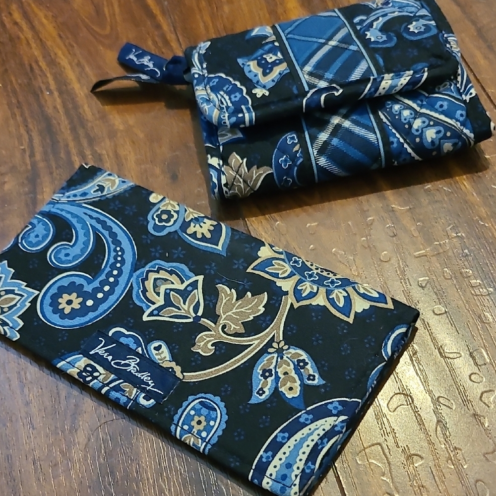 Vera Bradley Blue and White Paisley Wallet Duo